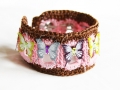 Crochet pop tabs and butterfly brads cuff
