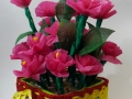 Heart shaped pop tab granny squares flower vase