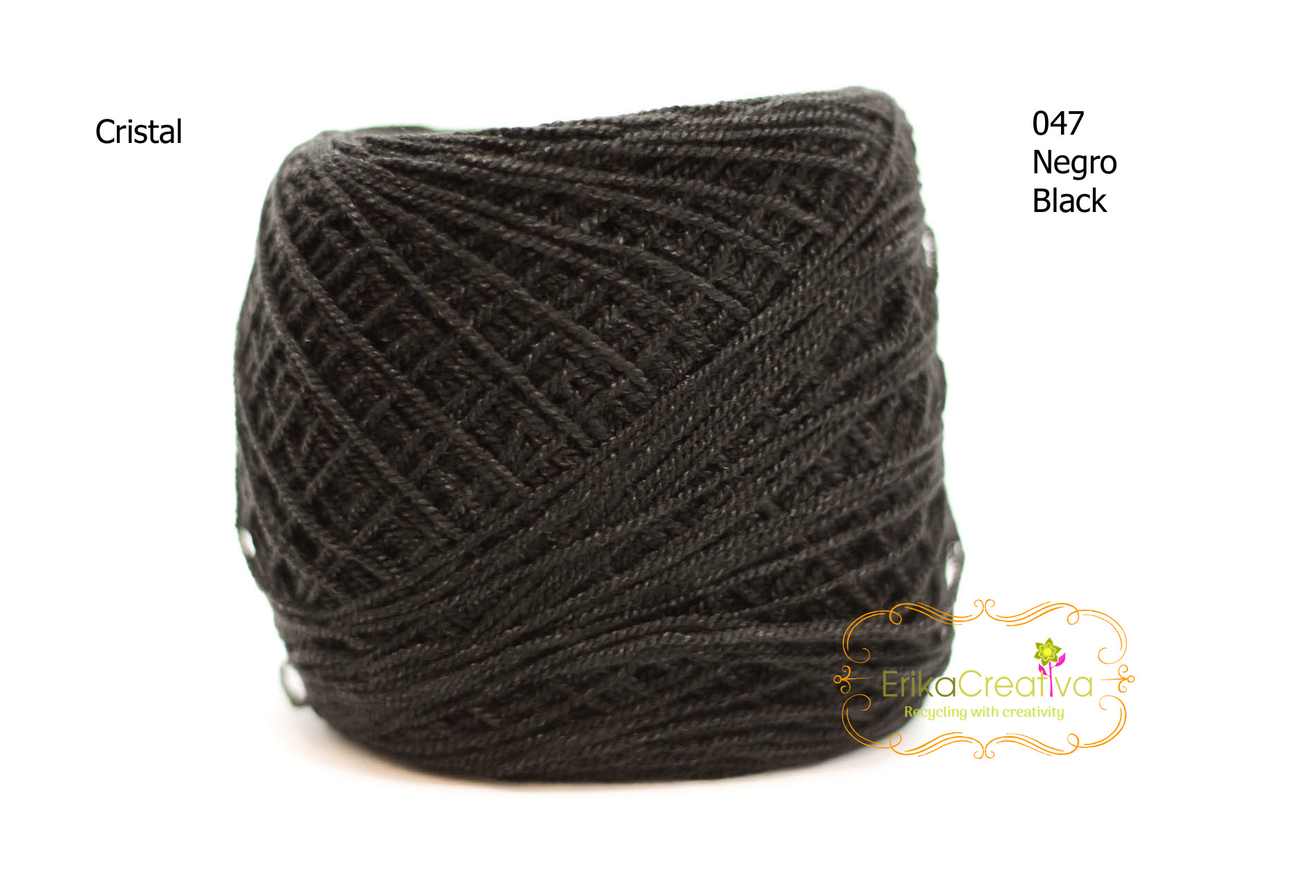 Black 100g Crystal Crochet Mexican Yarn Thread - Hilo Estambre Cristal
