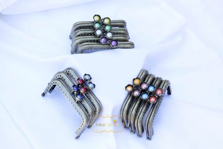 8.5 cm. Water Lily Beads Metal Purse Frame